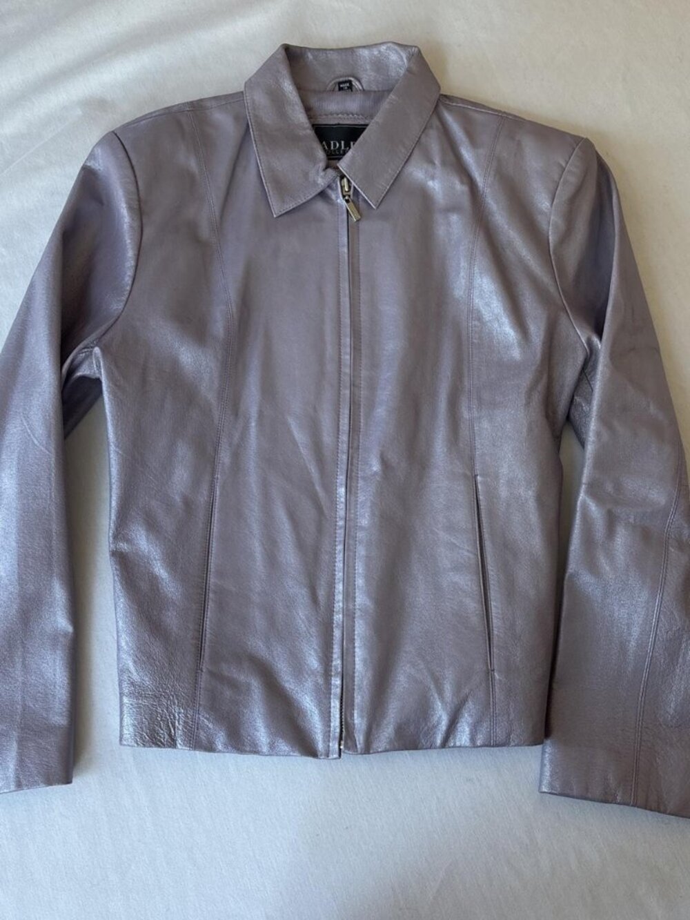 Adler Collection Metallic Lavender Leather Jacket Y2K M